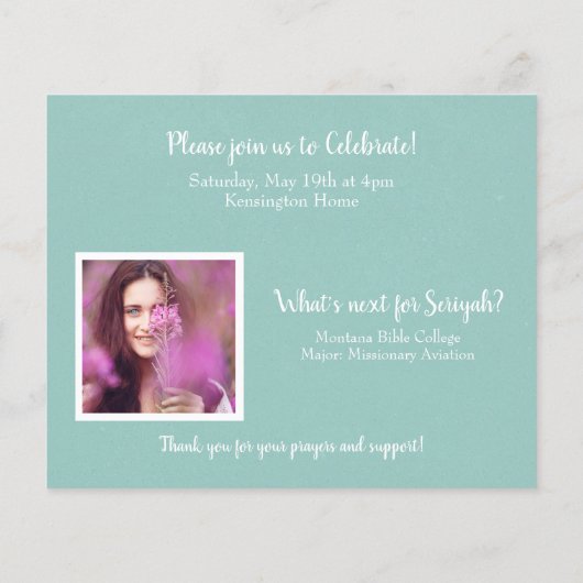 Budget Blauwgroen Christelijk Verse Afstuderen Fot (Achterkant)