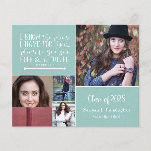 Budget Blauwgroen Christelijk Verse Afstuderen Fot (Voorkant)