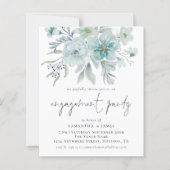 Budget Blauwgroen Florals FotoEngagement Party nod (Voorkant)