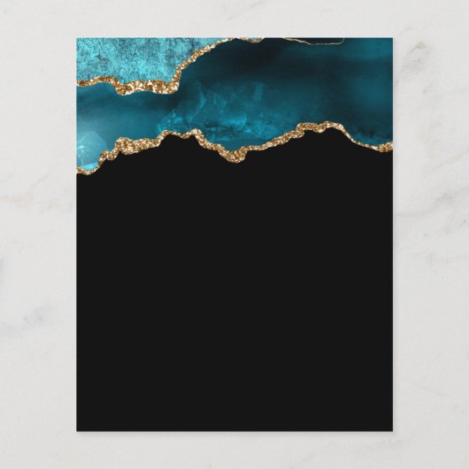 Budget Blauwgroen Gold Agate 80th Birthday Invitat (Achterkant)