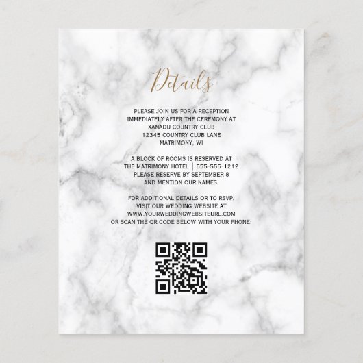 Budget Blauwgroen Gold Agate Marmeren QR Code Huwe (Achterkant)