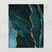 Budget Blauwgroen Gold Agate Wedding Menu (Achterkant)