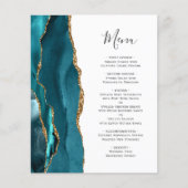 Budget Blauwgroen Gold Agate Wedding Menu (Voorkant)