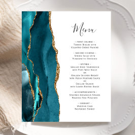 Budget Blauwgroen Gold Agate Wedding Menu