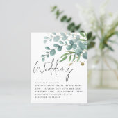BUDGET Blauwgroen Gold Eucalyptus Script Weddensch (Staand voorkant)