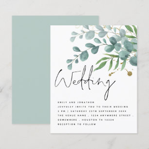 BUDGET Blauwgroen Gold Eucalyptus Script Weddensch