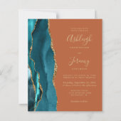 Budget Blauwgroen Gold Rust QR Code Huwelijksuitno (Voorkant)