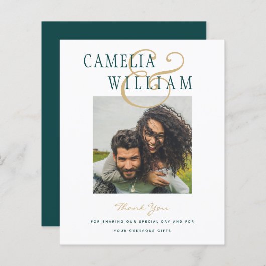 BUDGET Blauwgroen groene bruiloft FOTO Dank u (Voorkant / Achterkant)