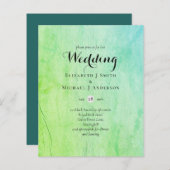BUDGET Blauwgroen groene bruiloft uitnodigen (Voorkant / Achterkant)