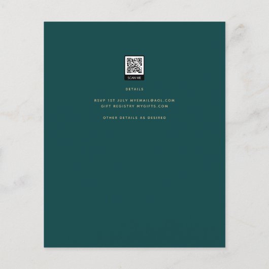 BUDGET BLAUWGROEN groene gouden monochrome bruilof Flyer (Achterkant)