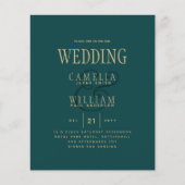 BUDGET BLAUWGROEN groene gouden monochrome bruilof Flyer (Voorkant)