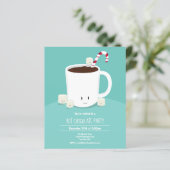 Budget Blauwgroen Hot Chocolate kerstparty uitnodi (Staand voorkant)