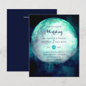 BUDGET Blauwgroen maan Gothic Wedding Invite (Voorkant / Achterkant)
