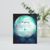 BUDGET Blauwgroen maan Gothic Wedding Invite (Staand voorkant)