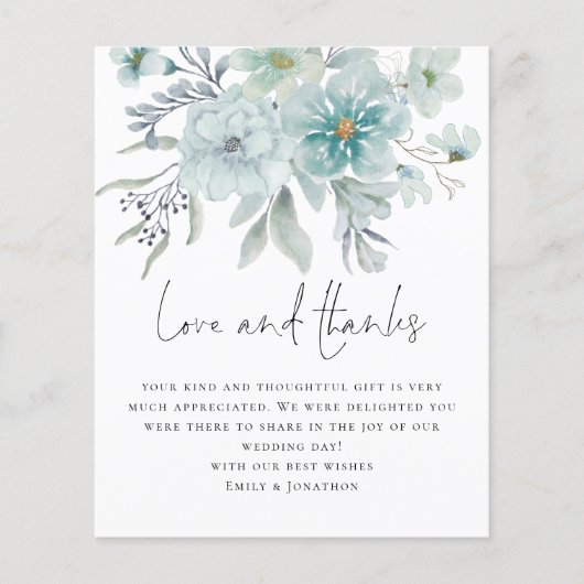 Budget Blauwgroen Mist Florals Foto Love Bedankt W (Voorkant)