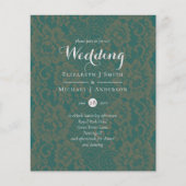 BUDGET Blauwgroen monochromatische bruiloft uitnod (Voorkant)