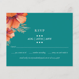 BUDGET Blauwgroen Oranje Floral Wedding RSVP