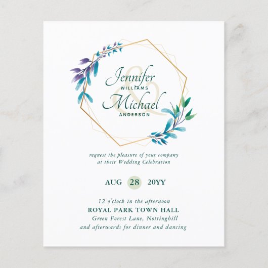 BUDGET Blauwgroen Paarse goudweddenschappen (Voorkant)