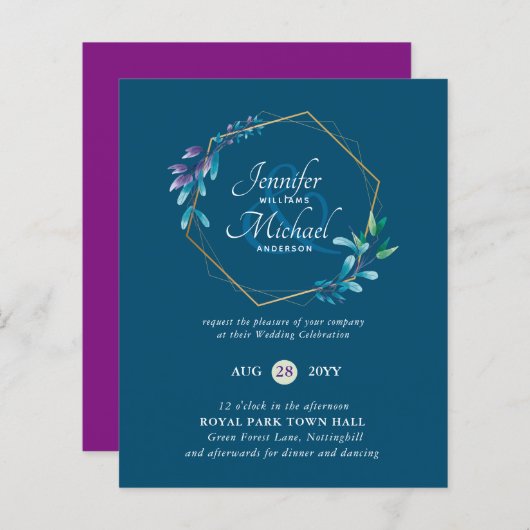 BUDGET Blauwgroen Paarse goudweddenschappen (Voorkant / Achterkant)