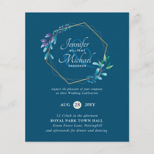 BUDGET Blauwgroen Paarse goudweddenschappen (Voorkant)