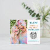 Budget Blauwgroen QR Code Fun Photo Verloving (Staand voorkant)