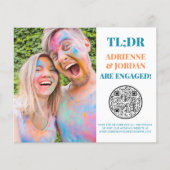 Budget Blauwgroen QR Code Fun Photo Verloving (Voorkant)