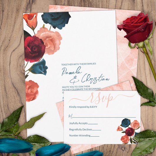 Budget Blauwgroen, Red, Sangria Rozen Weddenschap Kaart