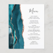 Budget Blauwgroen Roos Gold Agate Wedding Menu (Voorkant)