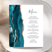Budget Blauwgroen Roos Gold Agate Wedding Menu
