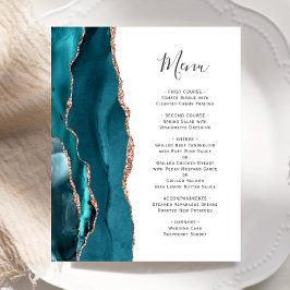 Budget Blauwgroen Roos Gold Agate Wedding Menu