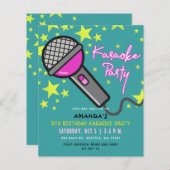 Budget Blauwgroen Roze Kinder Uitnodiging van de P (Voorkant / Achterkant)