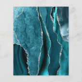 Budget Blauwgroen Silver Agate Wedding Menu (Achterkant)