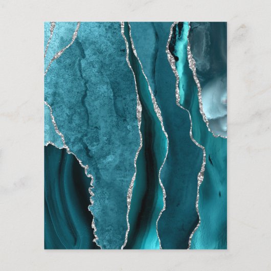 Budget Blauwgroen Silver Agate Wedding Menu (Achterkant)