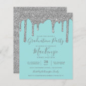 BUDGET Blauwgroen Silver Glitter Drift Graduparty (Voorkant / Achterkant)