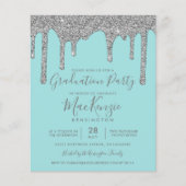BUDGET Blauwgroen Silver Glitter Drift Graduparty (Voorkant)