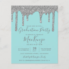 BUDGET Blauwgroen Silver Glitter Drift Graduparty