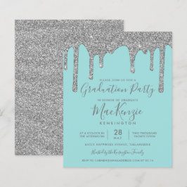 BUDGET Blauwgroen Silver Glitter Drift Graduparty