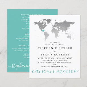 Budget Blauwgroen Silver Map Destination Wedding I