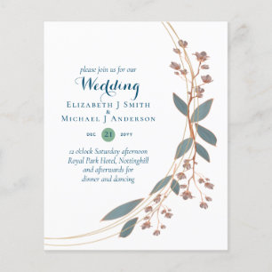 BUDGET Blauwgroen Sinaasappel Leaves Wedding Invit