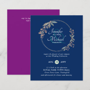 BUDGET Blauwgroen Sinaasappel Leaves Wedding Invit