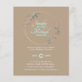 BUDGET Blauwgroen Sinaasappel Leaves Wedding Invit (Voorkant)