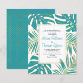 BUDGET blauwgroen tropische bladeren bruiloft uitn (Voorkant / Achterkant)