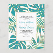 BUDGET blauwgroen tropische bladeren bruiloft uitn (Voorkant)