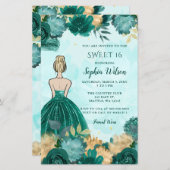 Budget Blauwgroen Turquoise Gold Princess Sweet 16 (Voorkant / Achterkant)