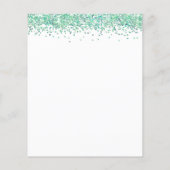 Budget Blauwgroen Uitnodiging Baby shower Glitter (Achterkant)
