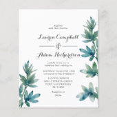 Budget Blauwgroen Waterverf Foliage Weddenschap (Voorkant)