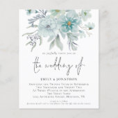 Budget Blauwgroen Zee Mist QR Florals Weddenschap (Voorkant)