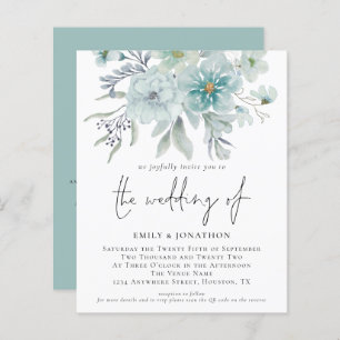 Budget Blauwgroen Zee Mist QR Florals Weddenschap