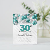 Budget Blauwgroen Zilveren Ballon Glitter 30e Verj (Staand voorkant)