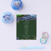 Budget Blauwgroene Agate Trouwmenu Flyer (Enkel)